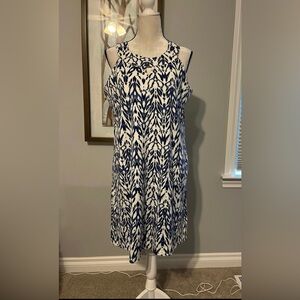 Aventura Navy and White Sleeveless Dress